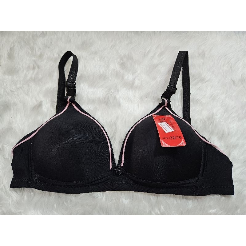 DQ bra เสื้อในไร้โครง งานเรียบ แต่งขอบชมพู ไซต์ 32/70