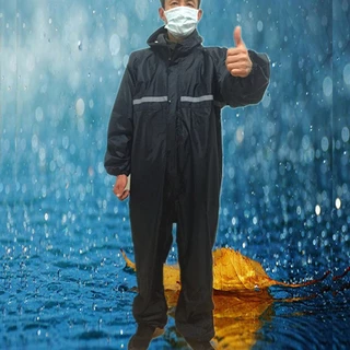 ชุดหมีกันละอองน้ำ นฝนชิ้นเดียวคุณภาพสูง (มีฮู้ด) มีแถบสะท้อนแสง M-3XL