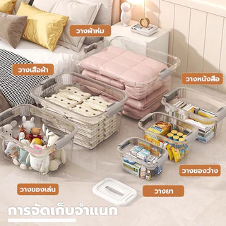 Kaman กล่องเก็บของ กล่องพลาสติก 60/80/100/300 ลิตร มีล้อ สีโปร่งใส ใช้เก็บของ เก็บเสื้อผ้า แบบอเนกประสงค์