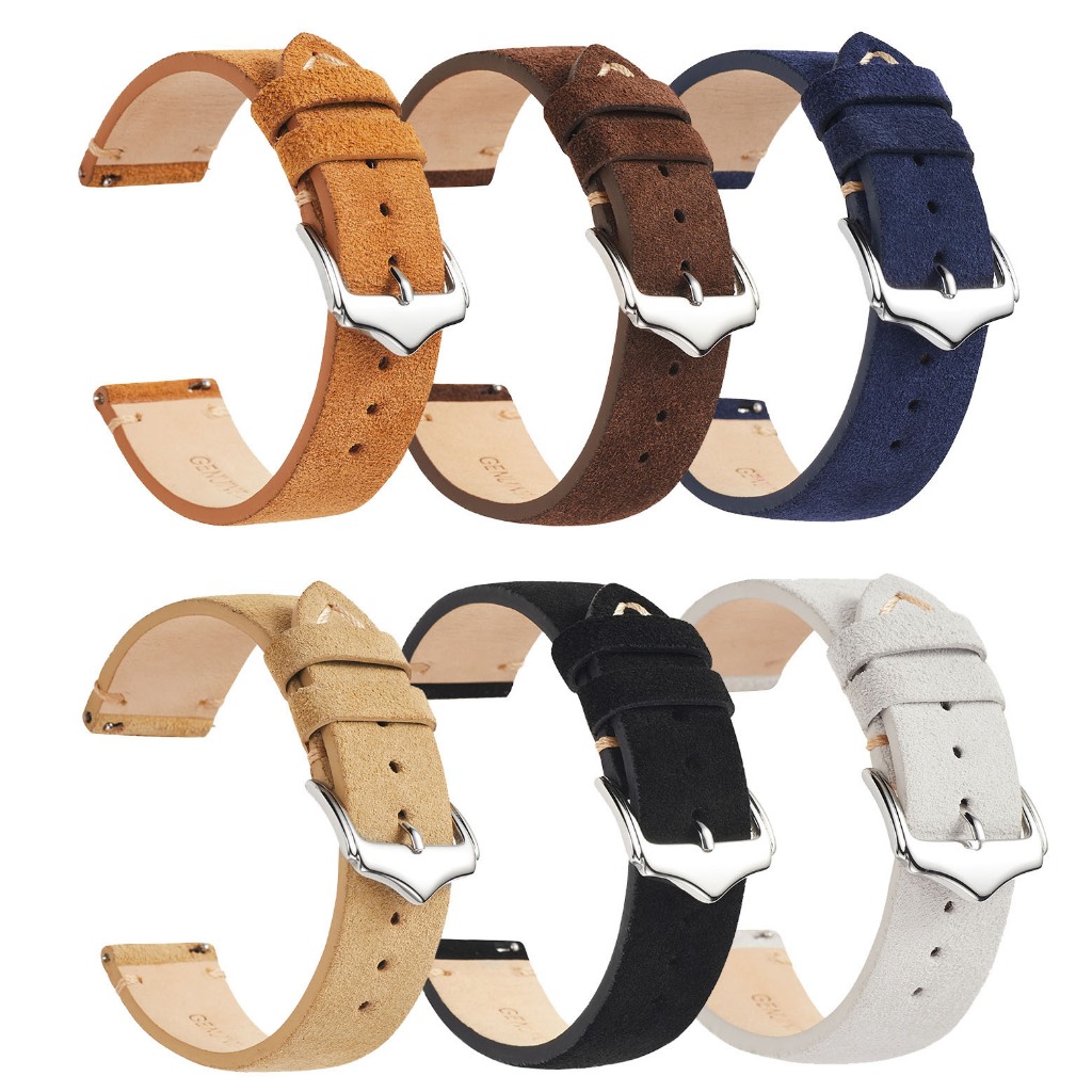 Vintage Suede Leather Strap 18/19/20/22mm Band Vintage Handmade Watchband Quick Release Wrist Band for Huawei Watch Gt2/