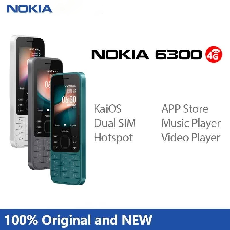 โทรศัพท์มือถือปุ่มกด4G Nokia 6300 แท้ 2.4 Dual SIM Wifi FM Bluetooth ของแท้100%  เมนูไทย