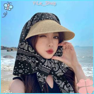 【จัดส่งจากไทย】หมวกกันแดดสไตล์โบโฮพร้อมผ้าคลุมใส่เที่ยวชายหาด…