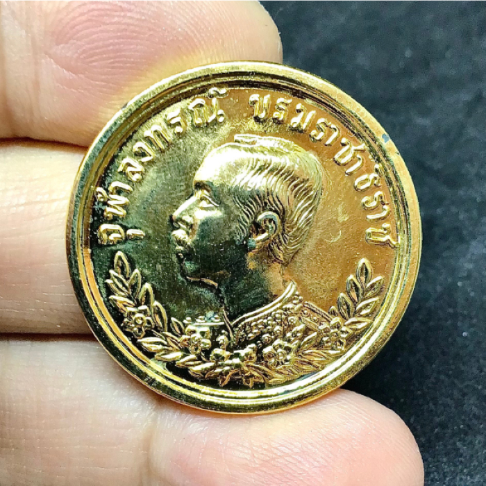 เหรียญ จุฬาลงกรณ์ บรมราชาธิราช ปราบฮ่อ 1239 1247 1249 ปี 2536 กะไหล่ทอง สภาพสวย (G 742)