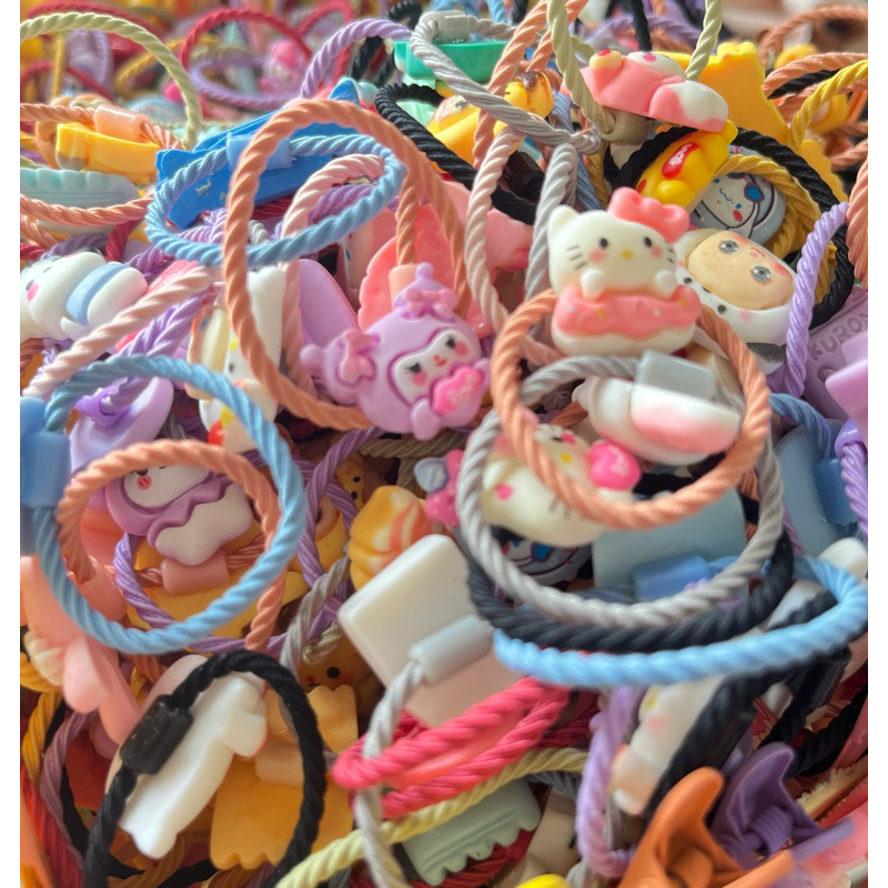 พร้อมส่ง 1บาท/ยางรัดผม ยางวงเล็กติดการ์ตูน น่ารัก