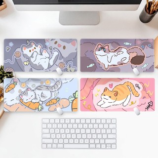 [พร้อมส่ง] แผ่นรองเมาส์ ที่รองเมาส์ ลายน้องแมวน่ารัก งานเย็บขอบ ขนาดใหญ่ 800 x 300 x 2 มม. (หนา 2 มม.) Biangels