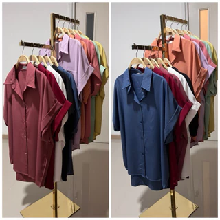 L1-เสื้อเชิ้ตแขนเบิ้ล อก 50 นิ้ว ยาว 28-29 นิ้ว แต่งแขนเบิ้ล มีสีหลายให้เลือก