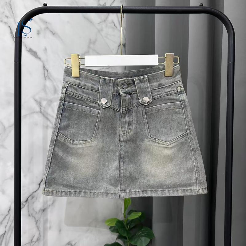 กระโปรงยีนส์สั้นสียีนส์แนวเท่ LASINI G17 ด้านในมีซับในยีนส์ ดีไซน์เก๋ไม่ซ้ำใคร สาวพลัสไซส์ใส่ได้