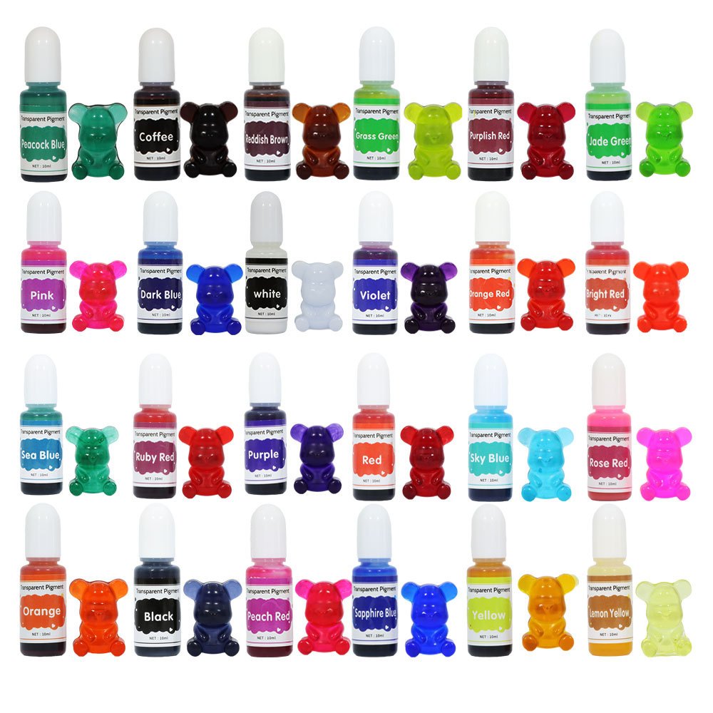 สีผสมเรซิ่นคริสตัล เอสเซนส์สีรุ่นที่ 2 ความโปร่งใสสูง 24 สี อัญมณีเอสเซนส์สีโปร่งใส เรซินอีพ็อกซี่ UV พิเศษ – โปรปัง