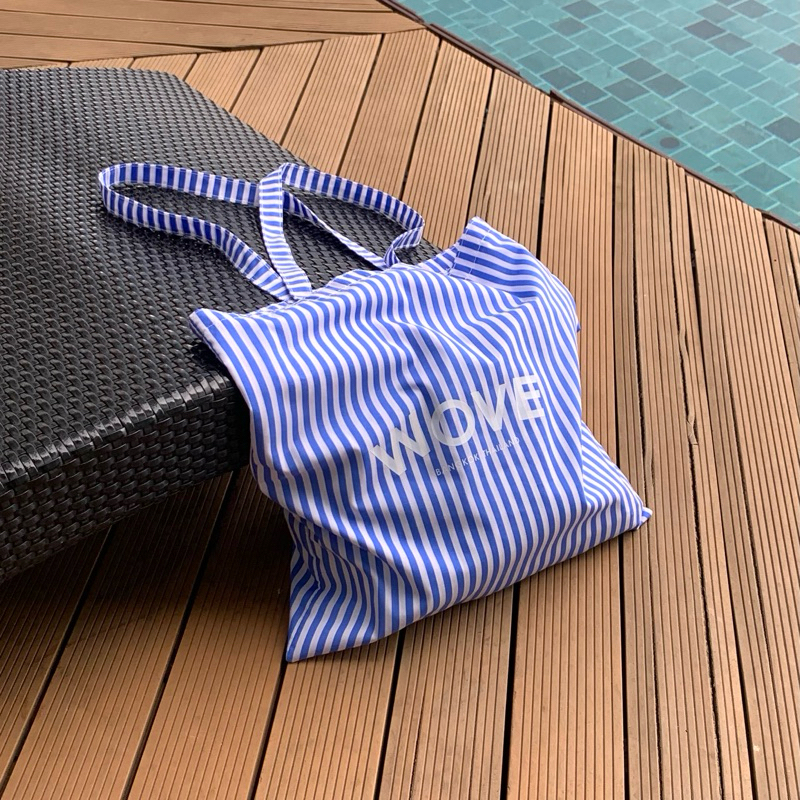 WOVE – everyday tote bag stripe pattern กระเป๋าผ้าลายทาง ราคา ถูกที่สุด ดีลบีเคเค แกลเลอรีภาพที่ 4