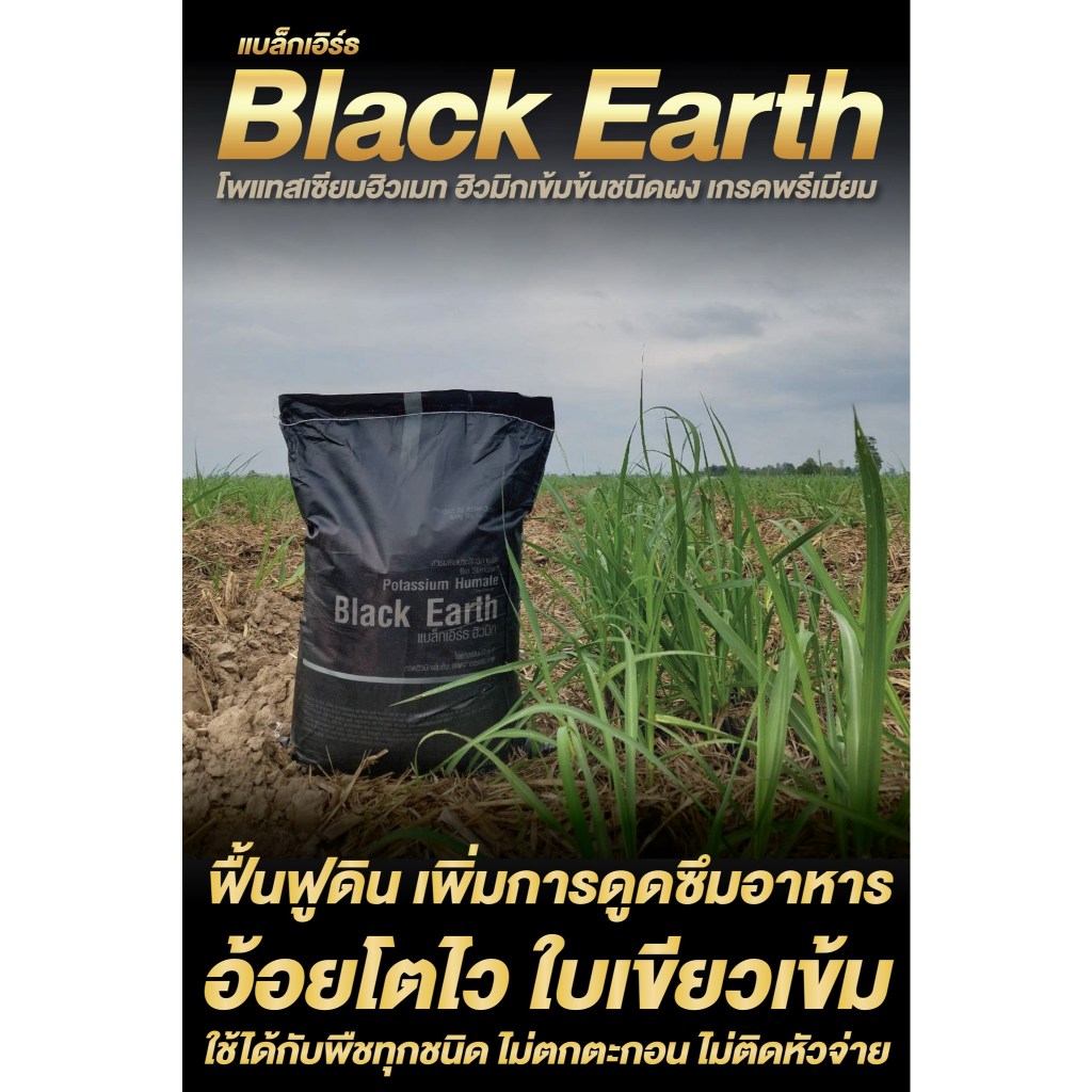 แบล็กเอิร์ธ Black Earth ฮิวมิกผง พรีเมียมฮิวมิก แบบสเปรย์ดรายละลายน้ำได้ง่าย แบ่งขาย1กิโล