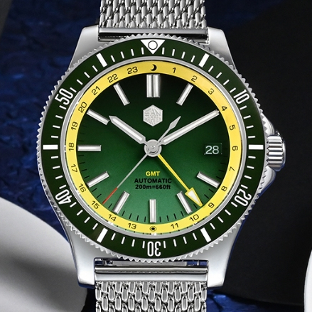 [Pre-order][ออโต้] San Martin SN0119 OG Diver GMT 41MM BGW-X1 AR Curve Sapphire NH34 200M