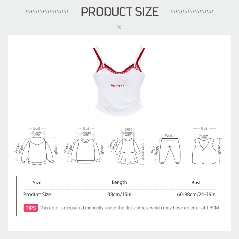 ลูกไม้ลายสก๊อต Camisole ผู้หญิงเซ็กซี่สีตัดกัน TOP Girlish ขี้เล่นปลอม 2 ชิ้น BF