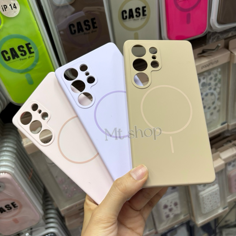 เคสSilicone Magnetic เคสซิลิโคนนิ่มบุกำมะหยี่ เคสมีแม่เหล็ก สำหรับ Samsung S24 Ultra / S25 Ultra