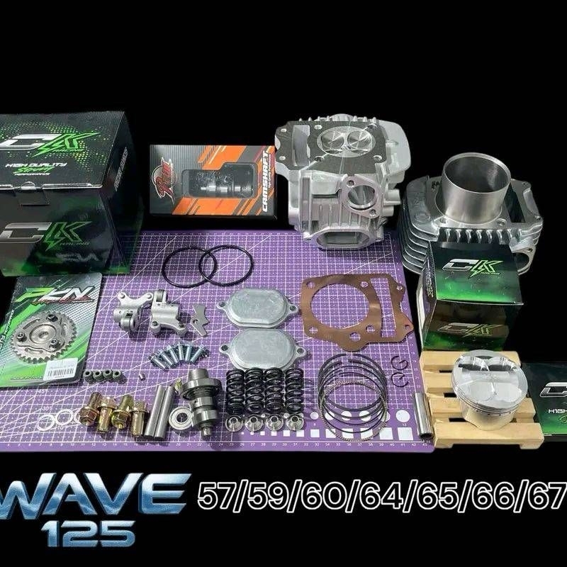 ฝาสูบ4วาล์วwave125 ชุด4วาล์วเวฟ125 ขนาดวาล์ว 21/24-22/25 ชุด4วาล์วwave125 เสื้อลูก66/67พร้อมฝาสูบ4วา