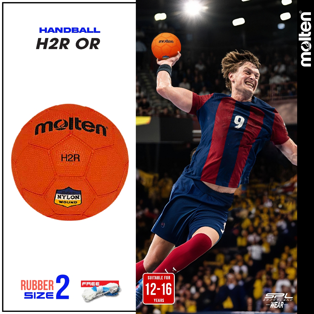 MOLTEN ลูกแฮนด์บอลยาง Handball RB th H2R OR (410) แถมฟรี ตาข่ายใส่ลูกบอล+เข็มสูบ