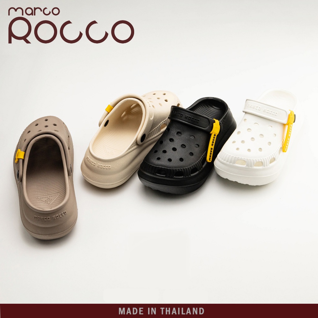 Marco Rocco รองเท้าแตะ รองเท้าหัวโต ขาว 5cm พื้นหนา กันลื่น กันน้ำ ทนต่อการสึกหรอ  เหมาะกับฤดู MR8026