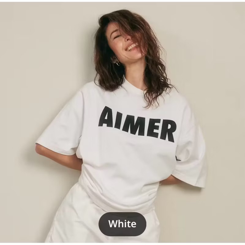 ส่งต่อ AIMER - AIMER Logo T-shirt เสื้อยืดโอเวอร์ไซส์ สีขาว ของแท้100%