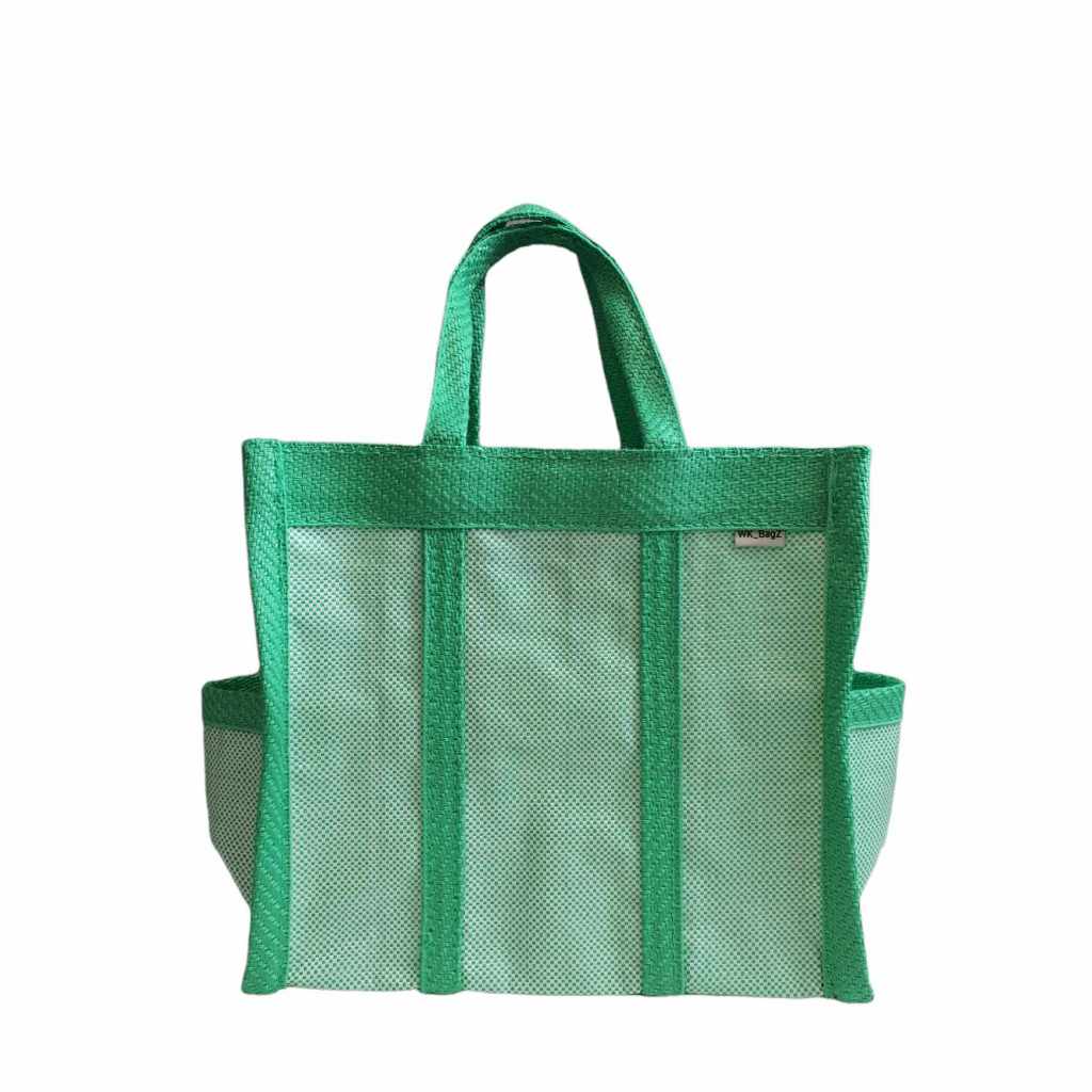 กระเป๋าพลาสติกทอ รุ่น Basic Plus ไซส์ S (ด้านข้างมีช่องใส่ของ) สไตล์มินิมอล ทูโทน สีสันสดใส ราคา ถูกที่สุด ดีลบีเคเค แกลเลอรีภาพที่ 5