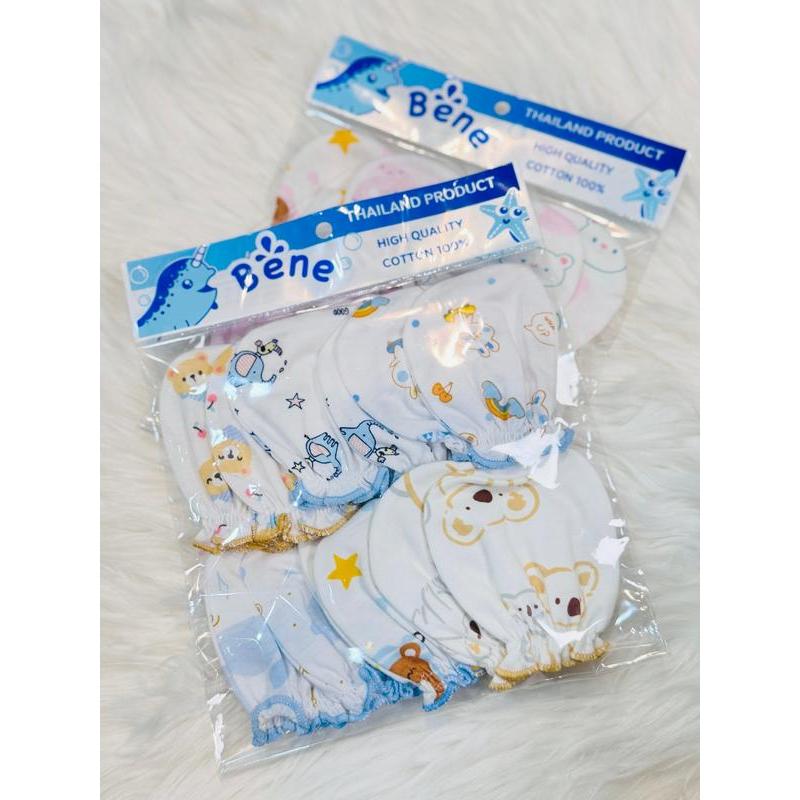 ถุงมือเดี่ยว 6 คู่ (แพ็ค) เบเน่ ผ้าคอตตอลนุ่มๆ พิมพ์ลาย