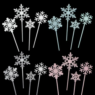 สโนเฟลกแต่งเค้ก ป้ายปักเค้ก เกล็ดหิมะแต่งเค้ก snowflex