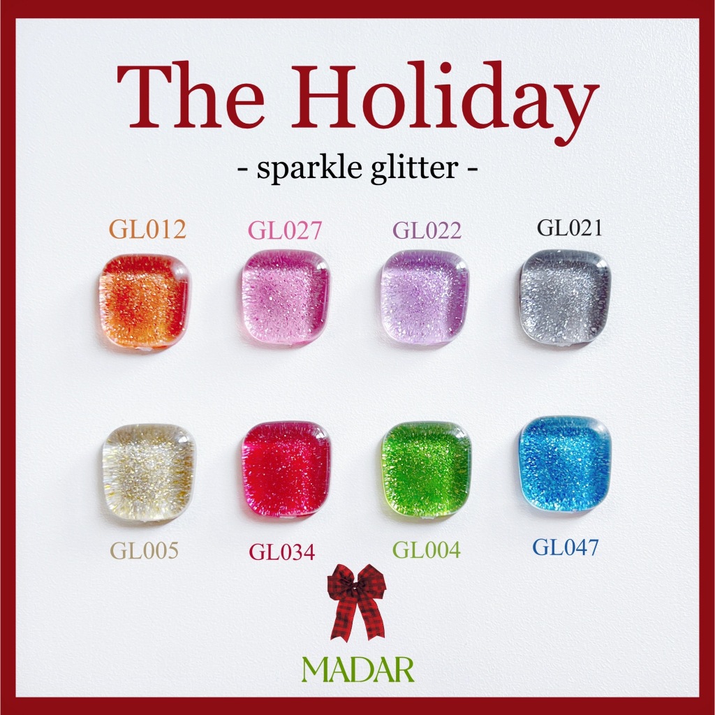 Madar ยาทาเล็บ The Holiday สีกลิตเตอร์ สีเจลไม่ต้องอบ High Gloss ขนาด 7 ML.