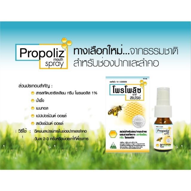 Propoliz Mouth Spray 15ml โพรโพลิซ เม้าท์ สเปรย์ รูปที่ 4