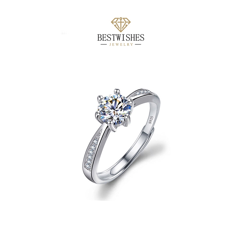 BW jewerly Moissanite Ring แหวน แหวนเพชร เพชรโมอีส แหวนแฟชั่น  ของขวัญ J008Z