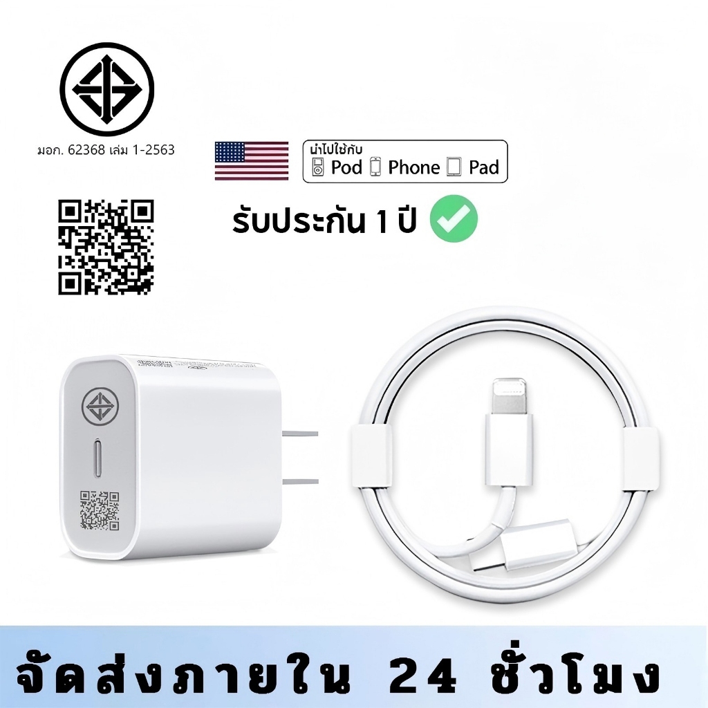 รับประกัน1ปี ชุดชาร์จ pd 45w หัวชาร์จ+สายชาร์จ Typec pd45w 20w fastcharging USB c สำหรับ phone / And