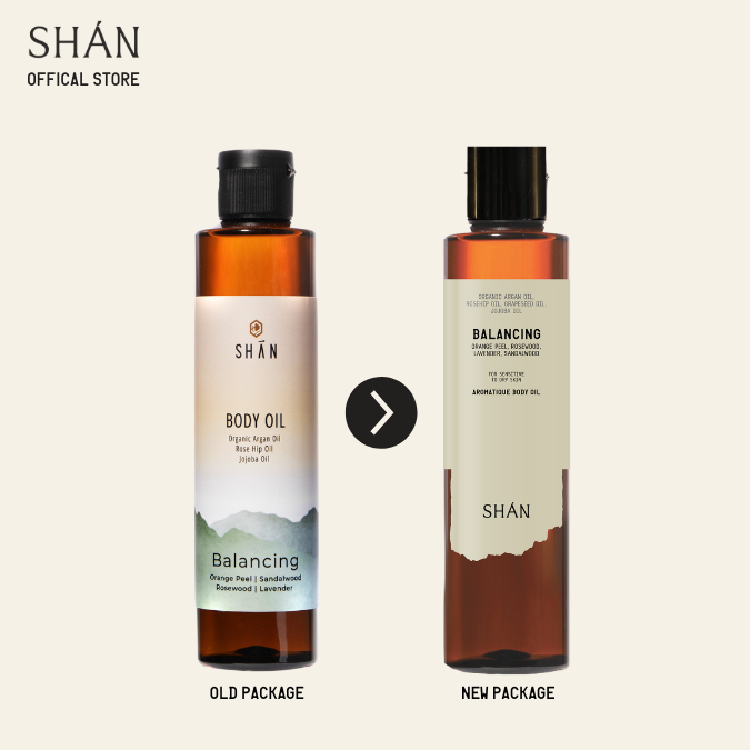SHAN Balancing Body Oil  ออยล์บำรุงผิวสูตรอ่อนโยน ธรรมชาติ100% เหมาะกับผิวแห้ง ผิวแพ้ง่าย CLEO Beauty award 2019 - รูปที่ 2