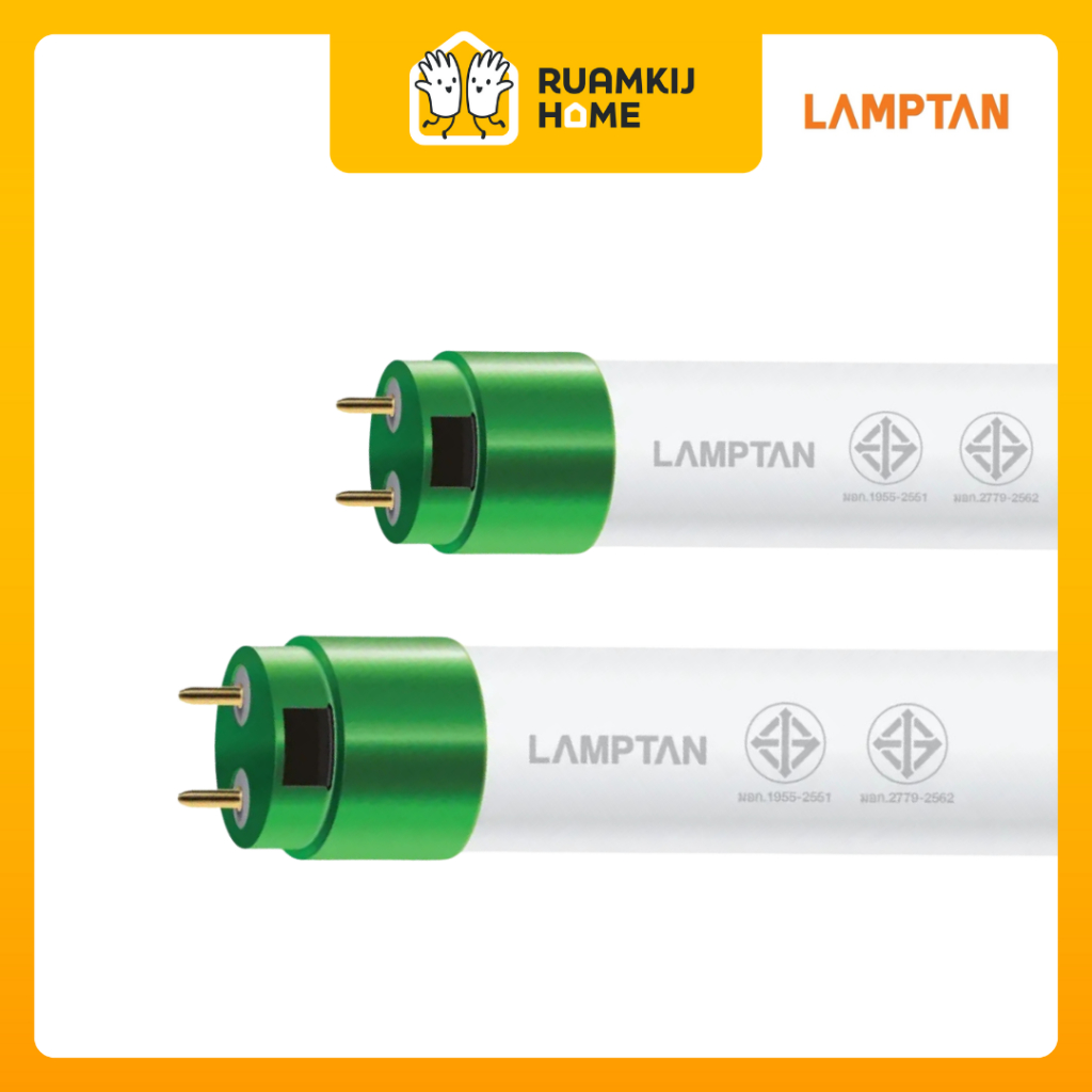 หลอดไฟ แลมป์ตั้น LAMPTAN LED ทูบ ลิ้นการ์ด T8 9W ความยาว 60cm / 18W ความยาว 120cm Daylight ขั้วเขียว