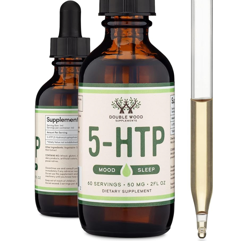 Double Wood 5HTP Liquid Drops More Absorbable and Effective Than 5 HTP Capsules (60 Servings of 50mg
