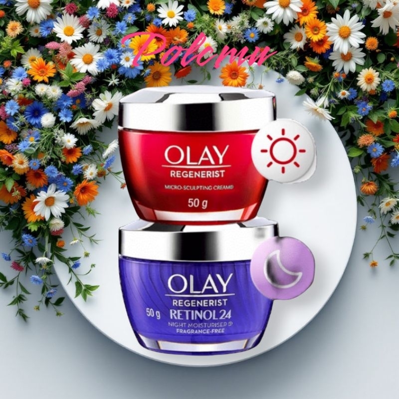 Olay โอเลย์ รีเจนเนอรีส ไมโคร-สกัลป์ติ้ง เดย์ครีม + เรตินอล24 ไนท์ ครีม 50 + 50 ml.