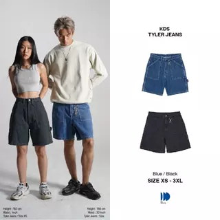 Kodangs Tyler Jeans - กางเกงยีนส์ขาสั้นผ้าฟอก กางเกง Jort สีดำ สียีนส์