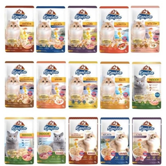 Kaniva อาหารเปียกแมว เปียกแมว คานิว่าเพาซ์ ผสม Vitamins Ball ขนาด 70g.x48ซอง*โปรดอ่านรายละเอียด