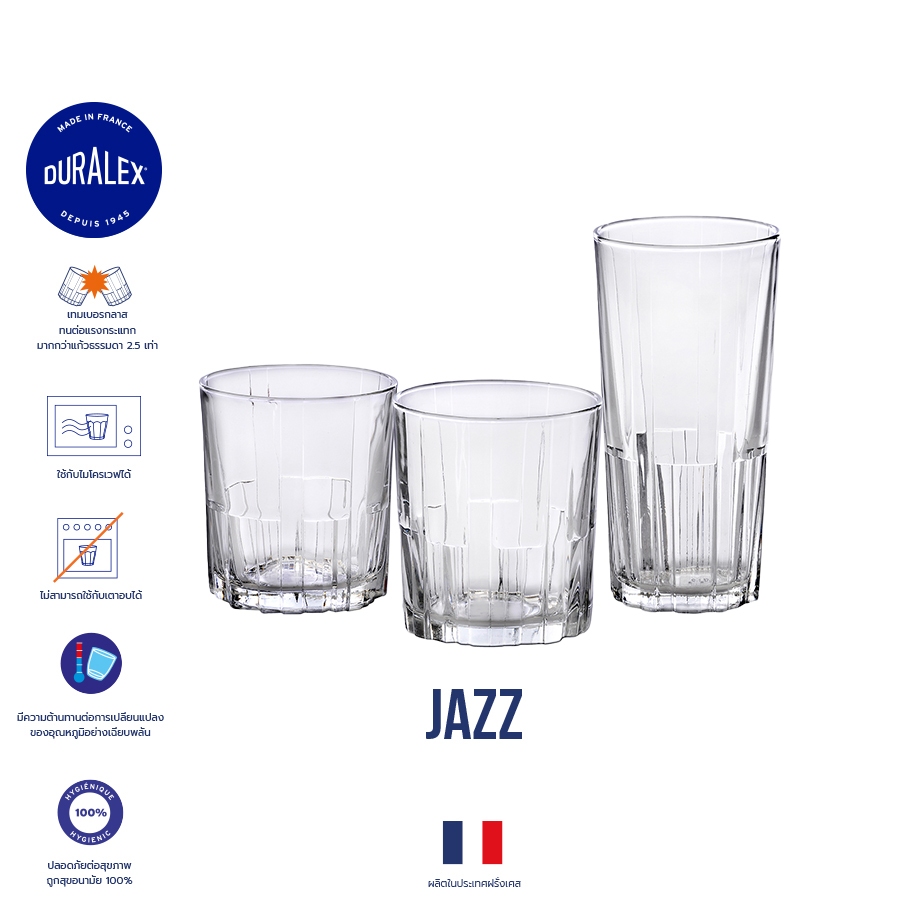 Duralex Jazz แก้วกาแฟ ชา แก้วน้ำ tempered glass