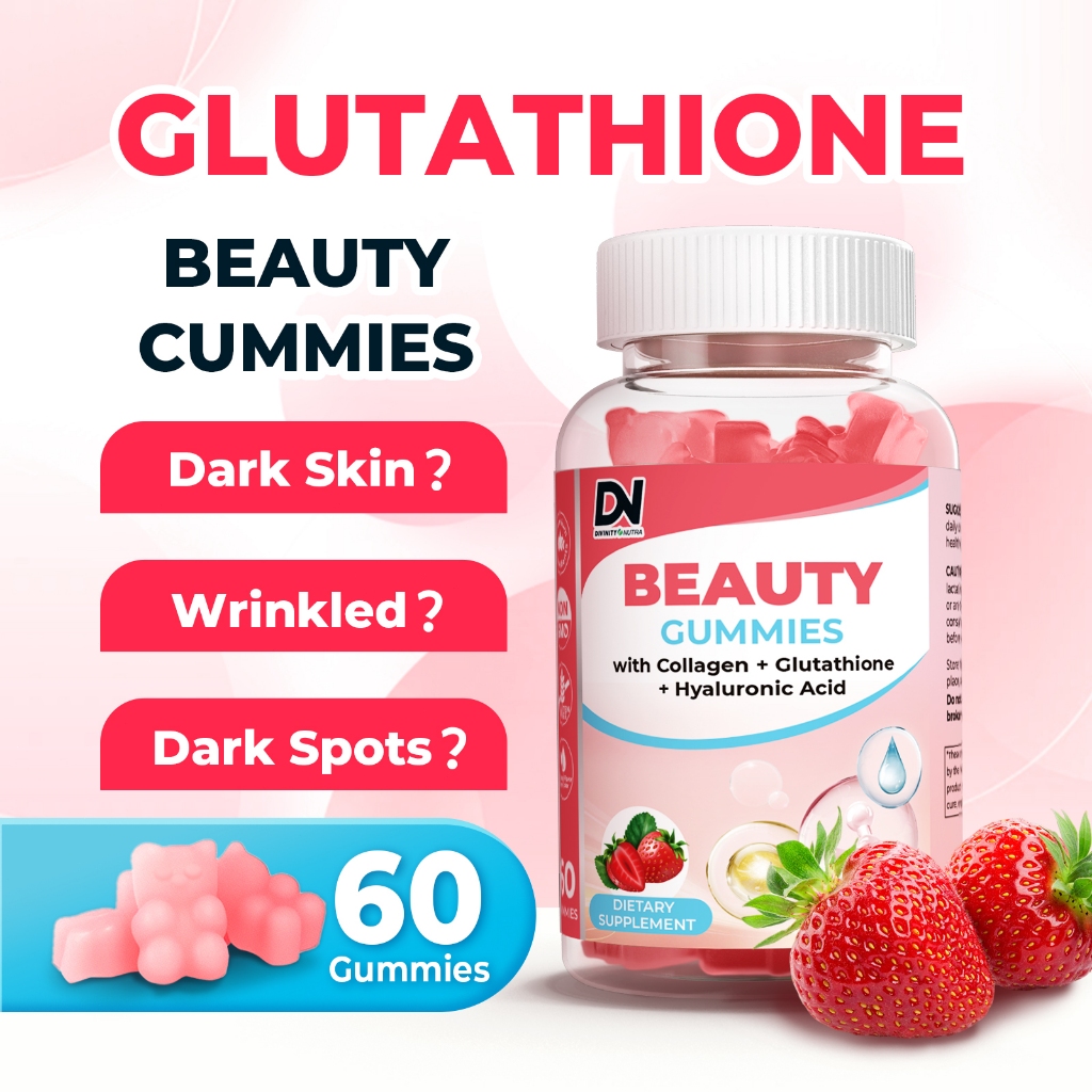 DN Glutathione Gluta Collagen Gummy กลูตาไธโอน คอลลาเจน กลูต้า ไวท์เทนนิ่ง ผิวขาว ต่อต้านริ้วรอย จุดด่างดํา ลดฝ้า 60เม็ด