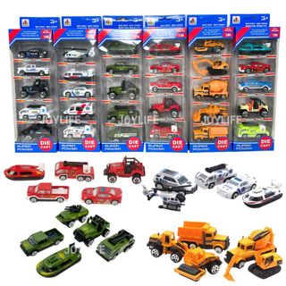 โมเดลรถเหล็ก (5คัน/กล่อง) ล้อหมุนได้ โมเดลรถสะสม scale 1:64 รถดับเพลิง รถตำรวจ รถก่อสร้าง รถทหาร รถพยาบาล รถแข่ง