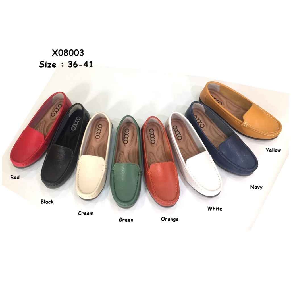 prettycomfort รองเท้าเพื่อสุขภาพหนังแท้  คัทชู พี้นแบน หนังนิ่มมาก พี้นยางพิเศษ พี้นสูง1เซน X08003