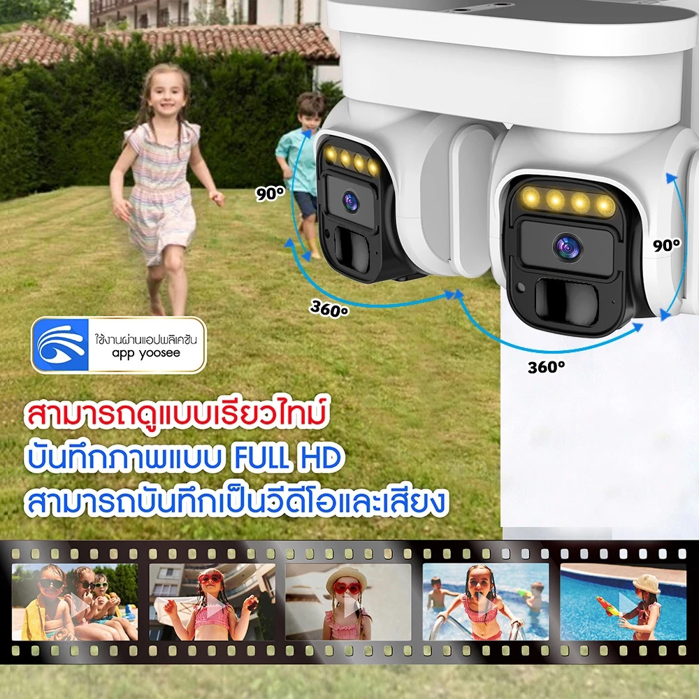 Mdudu Q2 กล้องวงจรปิดแบตเตอร์รี่ ใส่ซิม4G เลนส์คู่ Full HD 15MP หมุนคู่360องศา หน้าจอคู่ ตรวจจับมนุษย์