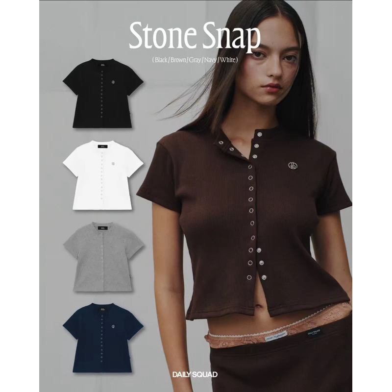 (ผ่อนได้) New in pack ✨ DAILY SQUAD Stone Snap เสื้อกระดุมเรียงด้านหน้า🍒