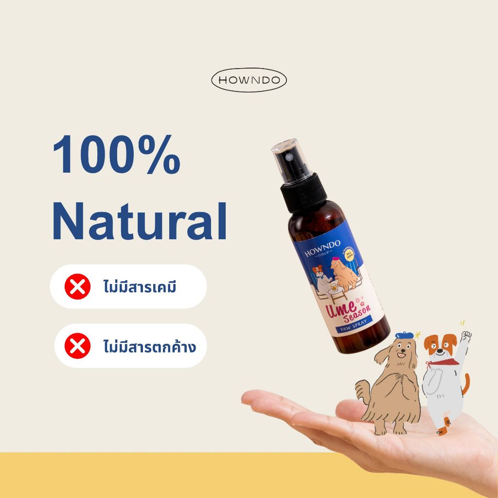 สเปรย์ทำความสะอาดอุ้งเท้าสุนัข กำจัดเชื้อโรค (แบคทีเรียและไวรัส) สุนัขคันเท้า คันตามตัว Paw Spray Ume Season Howndo - รูปที่ 3