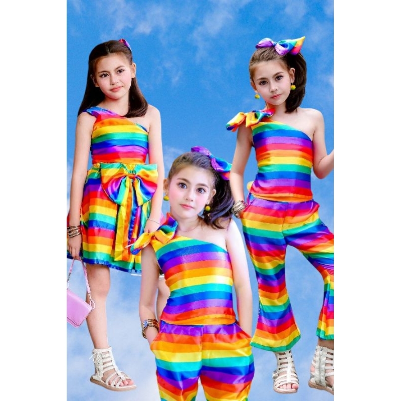 ชุดแฟชั่นเด็ก ชุดเด็กผู้หญิง ชุดเด็กราคาถูก ชุดสายรุ้ง ชุดงานแสดงเด็ก