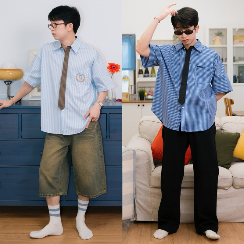 NOVA SHIRT เสื้อเชิ้ตแขนสั้นทรงโอเวอร์ไซส์