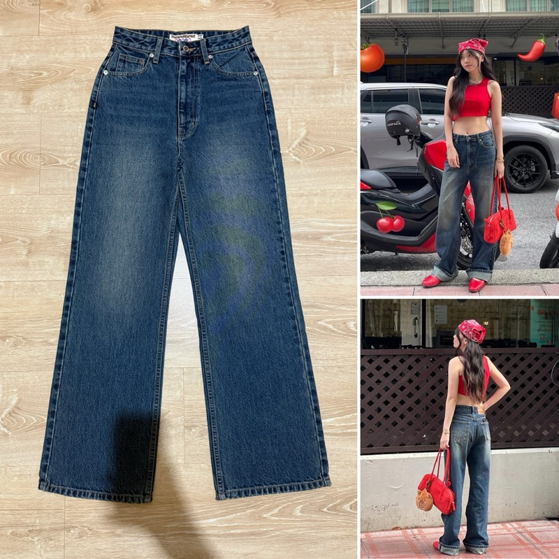 (ใช้โค้ดลดได้) the freckled market high waist denim