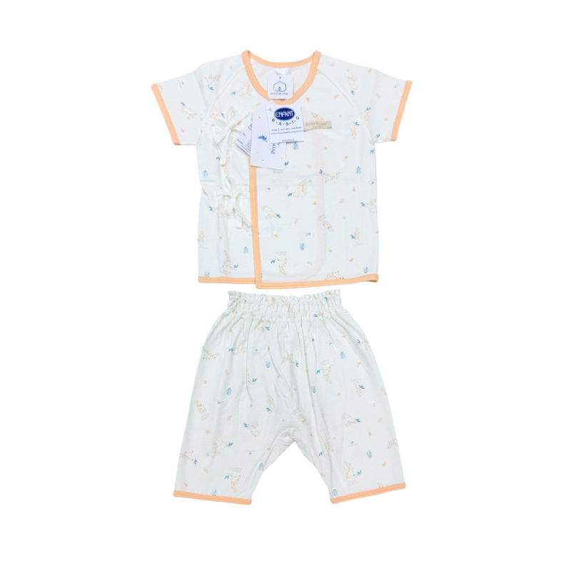 Enfant X Peter Rabbit อองฟองต์ ชุดนอนแขนสั้น ผูกหน้า ขาสามส่วน สำหรับเด็กอายุแรกเกิด-6เดือน