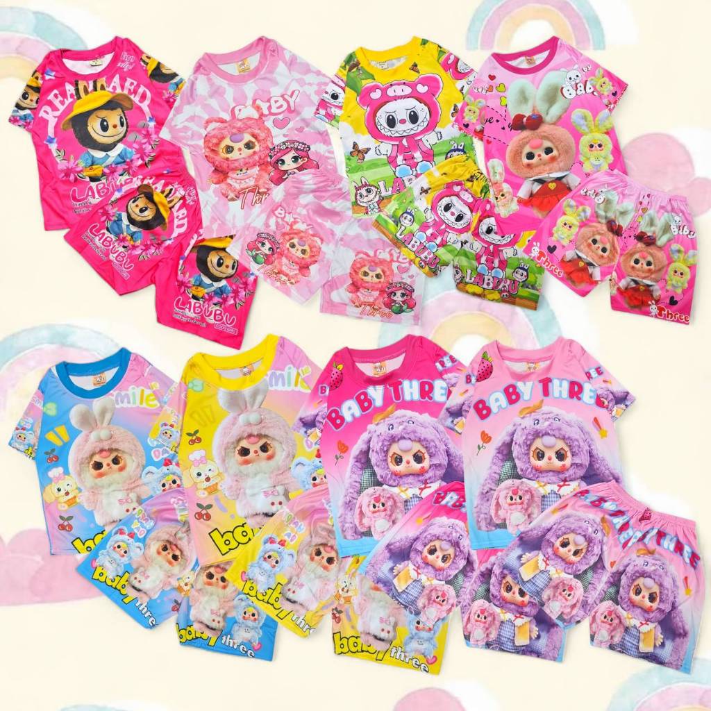 ชุดเด็กลายการ์ตูน ผ้าไมโคร สกรีนหน้า-หลัง ชุดเด็กผู้หญิง 1-5 ขวบ MIC0001