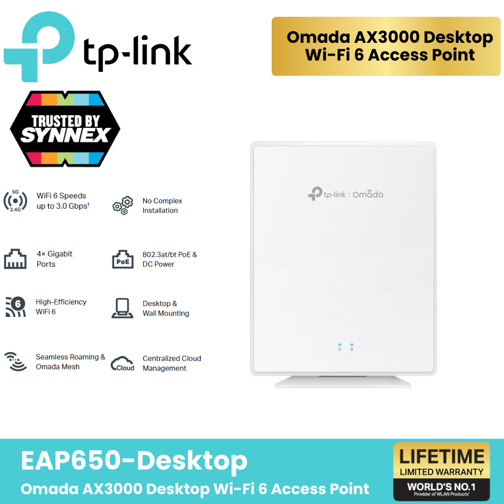 TP-LINK EAP650-Desktop Omada AX3000 Desktop Wi-Fi 6 Access Point