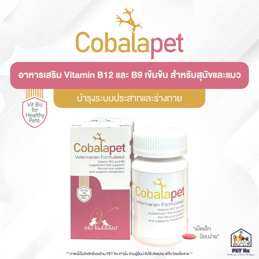 Cobalapet [แท้💯] อาหารเสริม Vitamin B12 และ B9 เข้มข้น บำรุงระบบประสาทและร่างกาย สำหรับสุนัขและแมว (