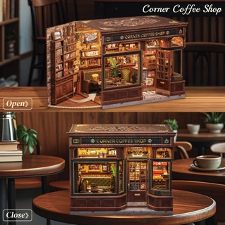 CUTEBEE CWGB402 บ้านตุ๊กตา DIY ร้านกาแฟ บ้านของเล่น Dollhouse ของขวัญวันเกิด