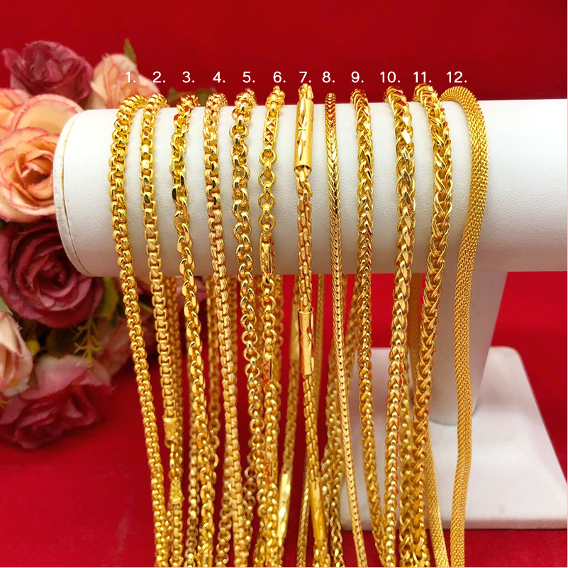 สร้อยคอทอง 2 บาท คละเเบบ ความยาว 20 นิ้ว ชุบทอง ทองปลอม ใส่อาบน้ำได้ ใส่ได้ทุกโอกาส รูปถ่ายจากสินค้าจริง งานสวย พร้อมส่ง